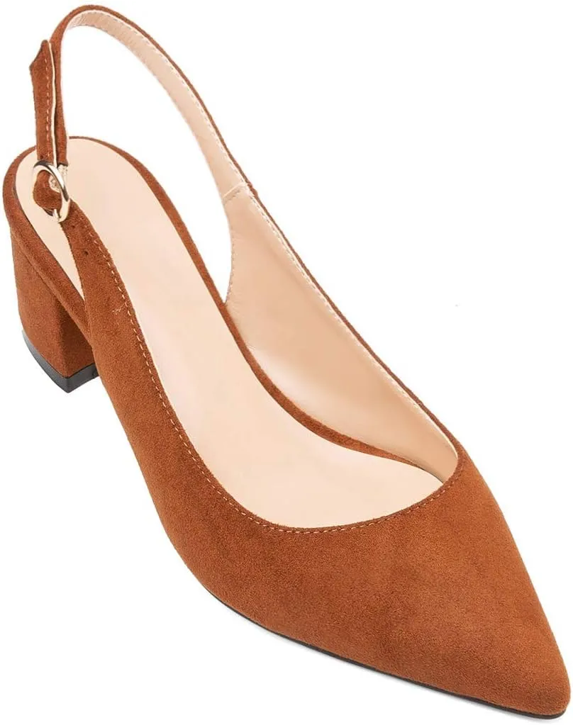 Mettesally Block Heel Slingback Pumps for Women 2 Inches Low Heel Comfortable