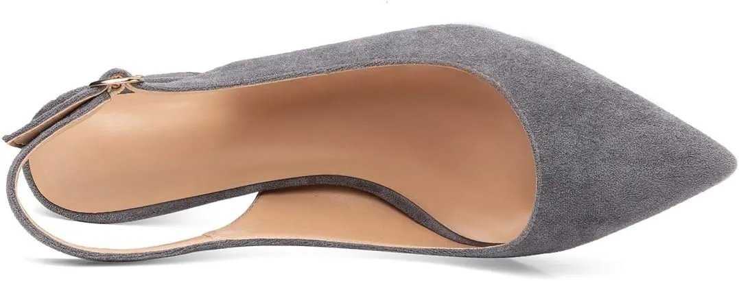 Mettesally Block Heel Slingback Pumps for Women 2 Inches Low Heel Comfortable