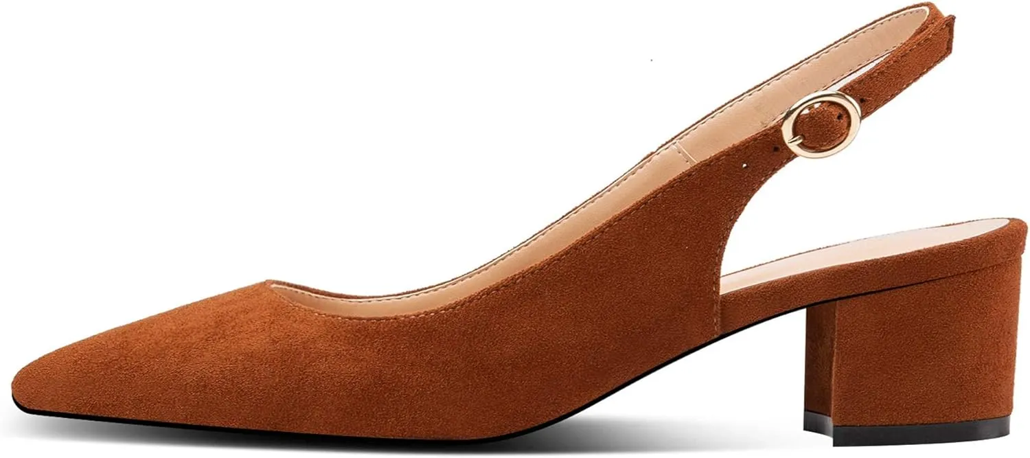 Mettesally Block Heel Slingback Pumps for Women 2 Inches Low Heel Comfortable