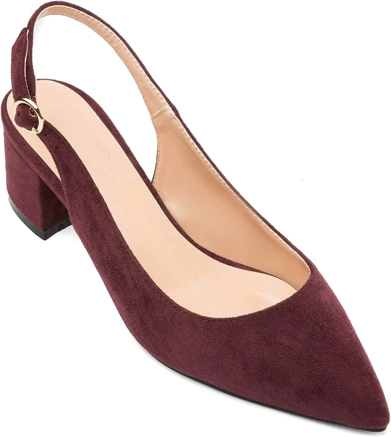 Mettesally Block Heel Slingback Pumps for Women 2 Inches Low Heel Comfortable