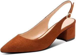 Mettesally Block Heel Slingback Pumps for Women 2 Inches Low Heel Comfortable