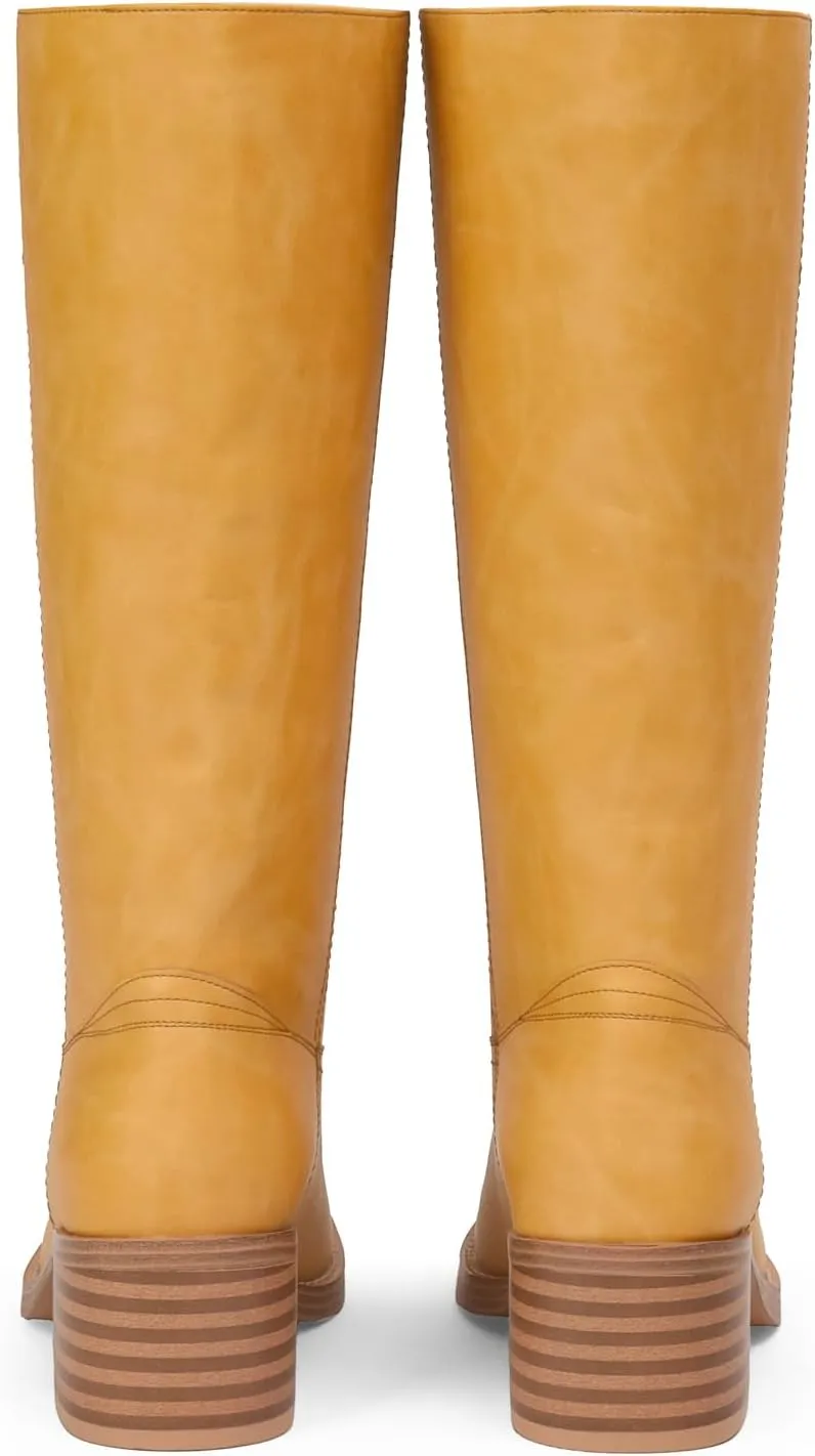 Mid Calf Boots for Women Chunky Block Heel Womens Tall Boots Square Toe Comfortable Casual Boots Low Heel Trendy Stylish Boots