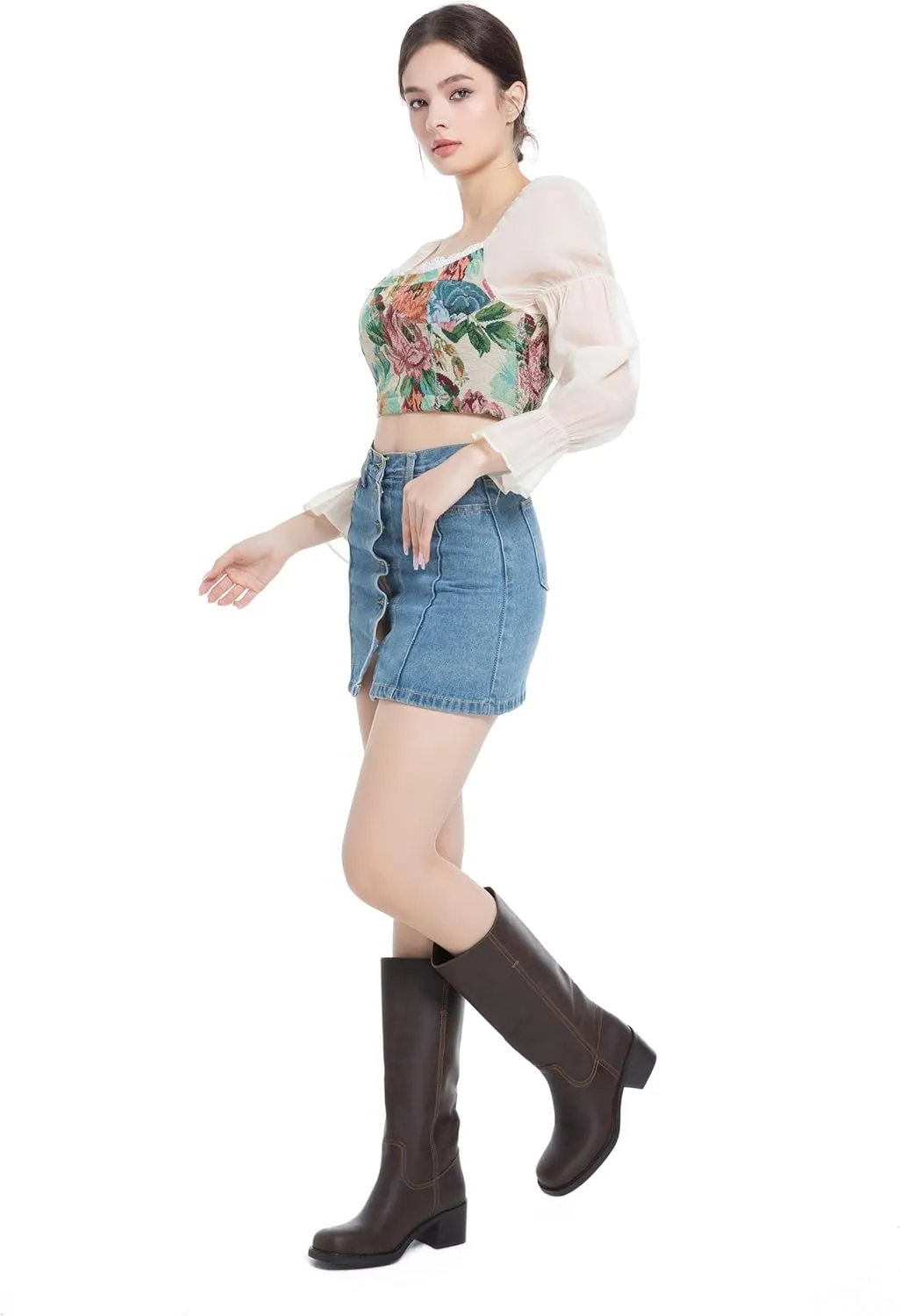Mid Calf Boots for Women Chunky Block Heel Womens Tall Boots Square Toe Comfortable Casual Boots Low Heel Trendy Stylish Boots
