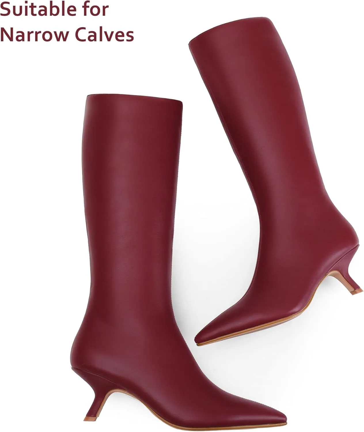 Mid Calf Boots for Women Pointed Toe 2.5 IN Low Heel Women Boots Zipper Boots Fashion Trendy Stiletto Heel Boots