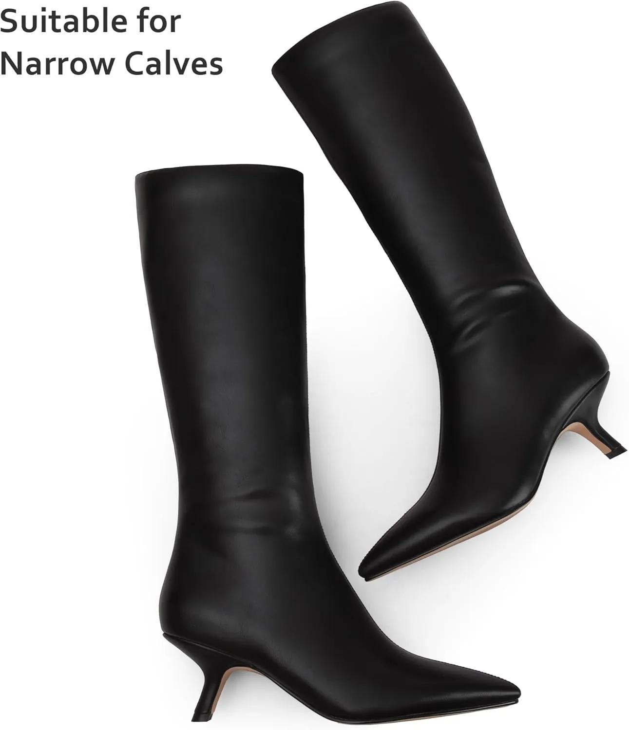 Mid Calf Boots for Women Pointed Toe 2.5 IN Low Heel Women Boots Zipper Boots Fashion Trendy Stiletto Heel Boots
