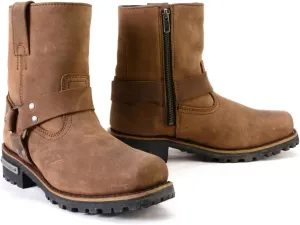 Milwaukee Leather MBL9353 Womens Crazy Horse Brown Leather Motorcycle Rider Short Harness Boots