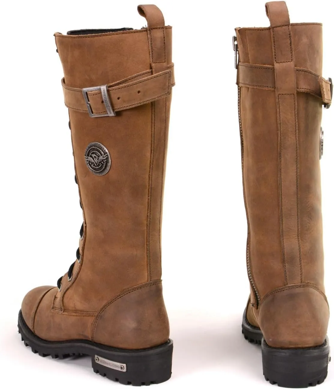 Milwaukee Leather Women's Brown Leather 14 Tall Motorcycle Lace-Up High-Rise Boots MBL9358-9
