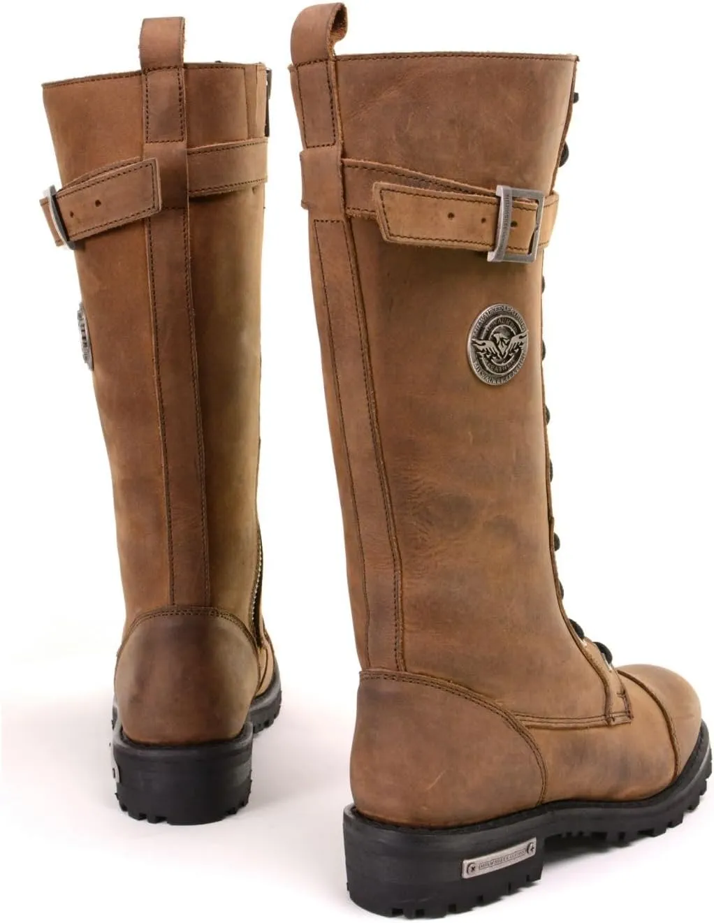 Milwaukee Leather Women's Brown Leather 14 Tall Motorcycle Lace-Up High-Rise Boots MBL9358-9