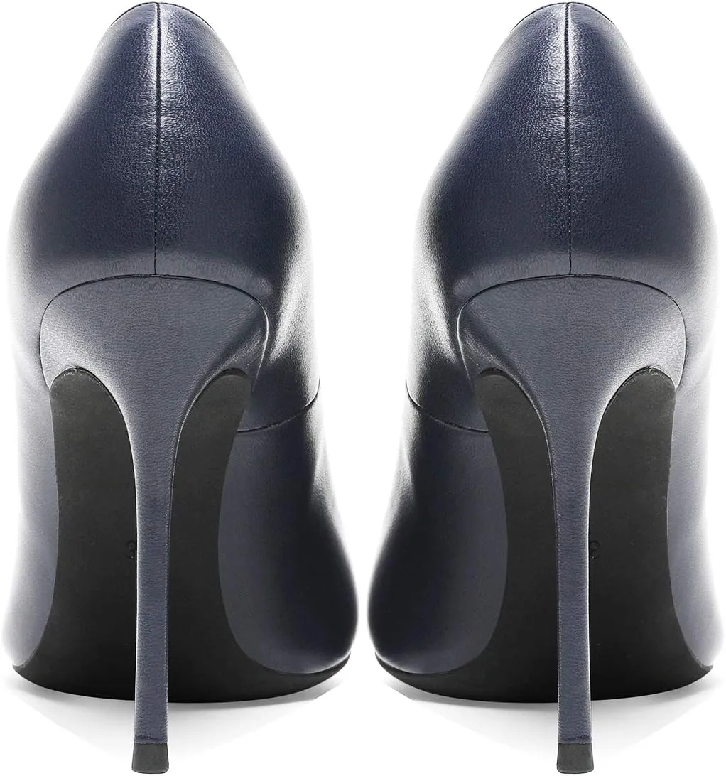 MOOMMO Women Satin High Heel Pumps Pointed Toe Sexy Stilettos 4 inch Slip On Formal Dress Shoes for Ladies Wedding Party Evening Work 4-13 M US