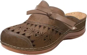 Mules for Women Clogs with Arch Support Slip on Shoes Vintage Closed Toe Snadals Casual Summer Wedge Sandals