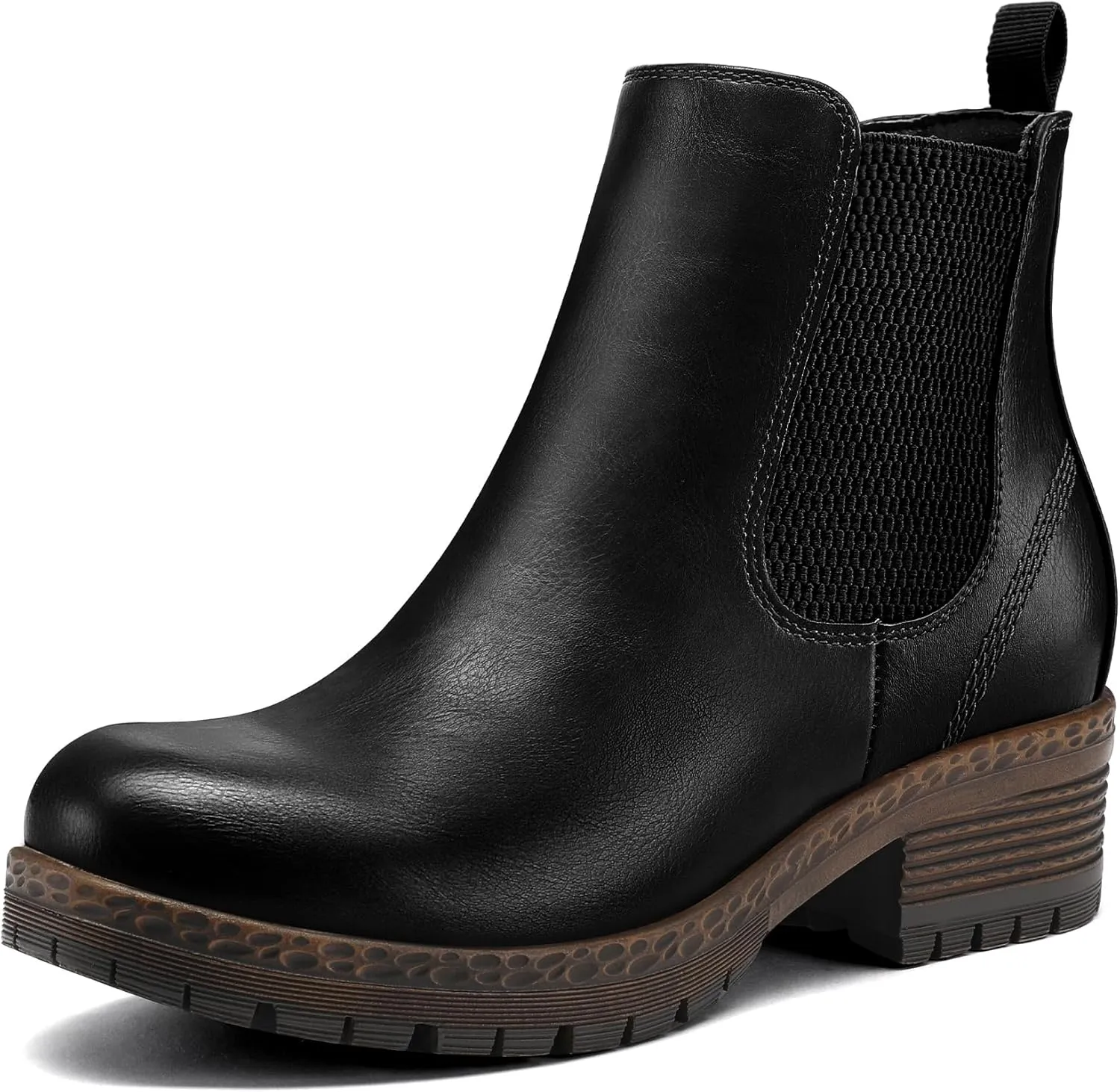 mysoft Women's Chelsea Ankle Boots Side Zipper Chunky Block Low Heel Booties Lug Sole Short Boots