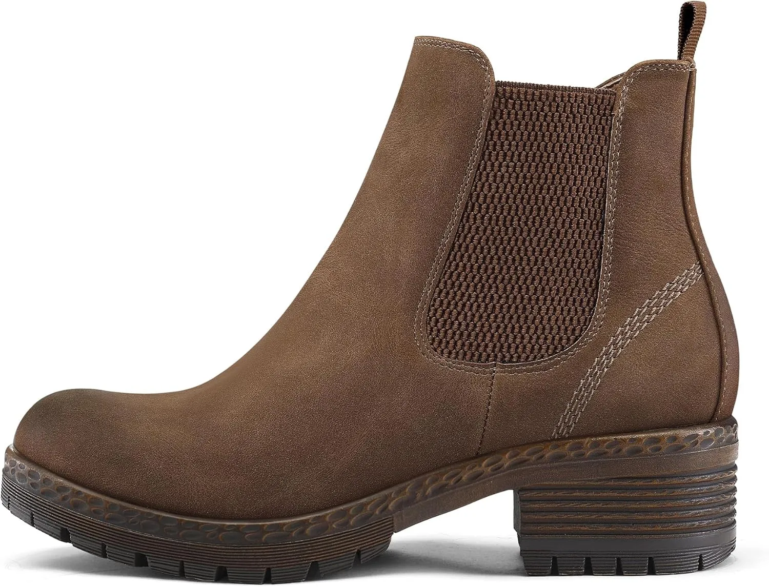 mysoft Women's Chelsea Ankle Boots Side Zipper Chunky Block Low Heel Booties Lug Sole Short Boots