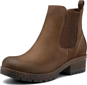 mysoft Women's Chelsea Ankle Boots Side Zipper Chunky Block Low Heel Booties Lug Sole Short Boots