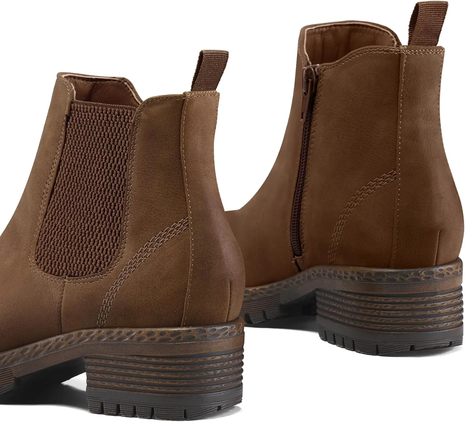 mysoft Women's Chelsea Ankle Boots Side Zipper Chunky Block Low Heel Booties Lug Sole Short Boots