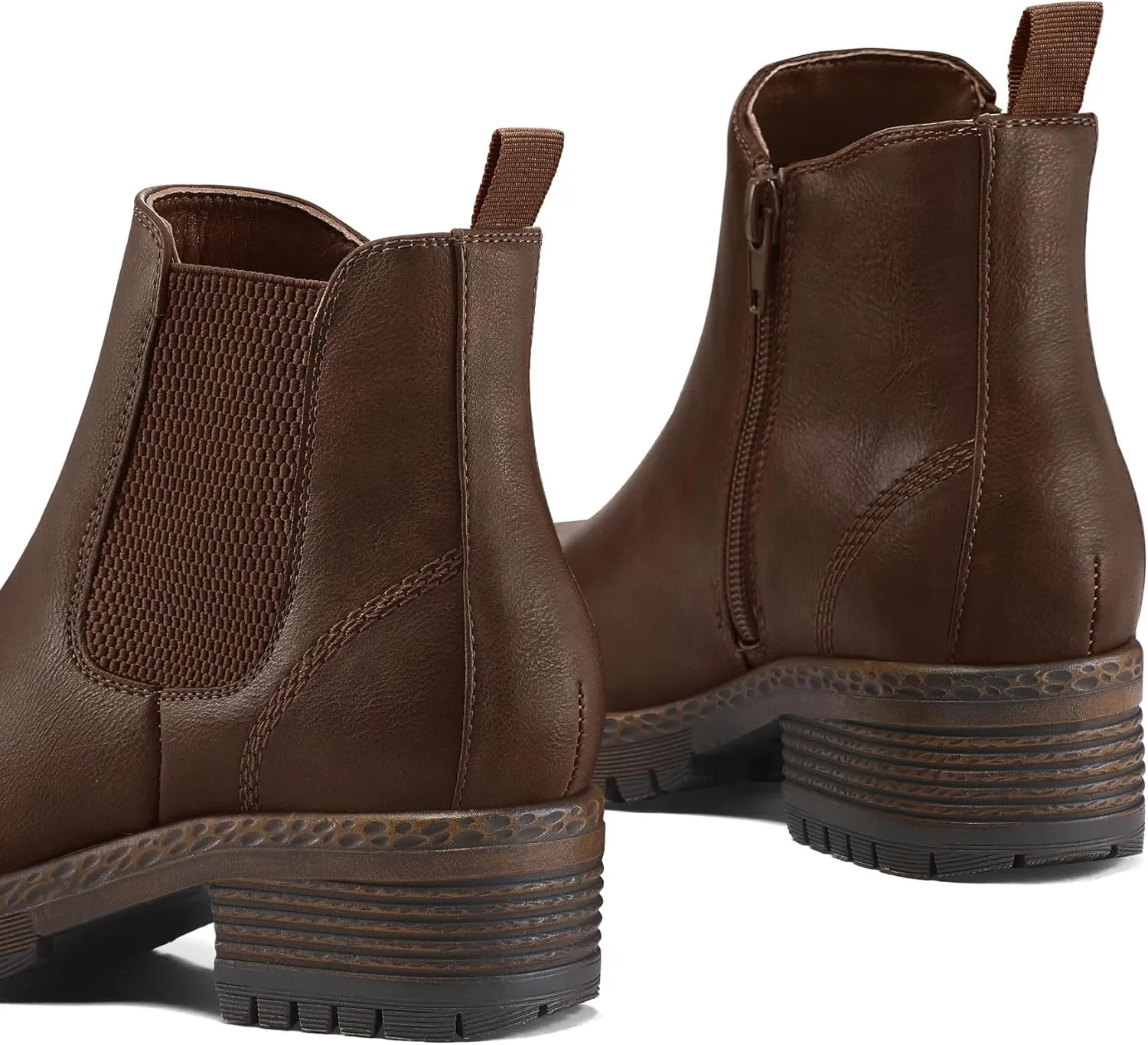 mysoft Women's Chelsea Ankle Boots Side Zipper Chunky Block Low Heel Booties Lug Sole Short Boots