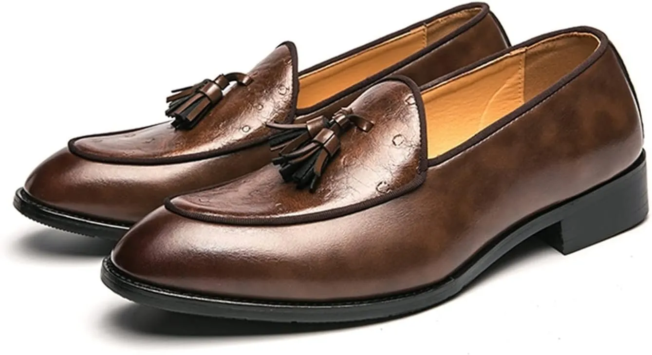 New Men's Loafers Tassel Loafer Shoes Leather Anti-slip Flat Heel Lightweight Casual Slip-ons