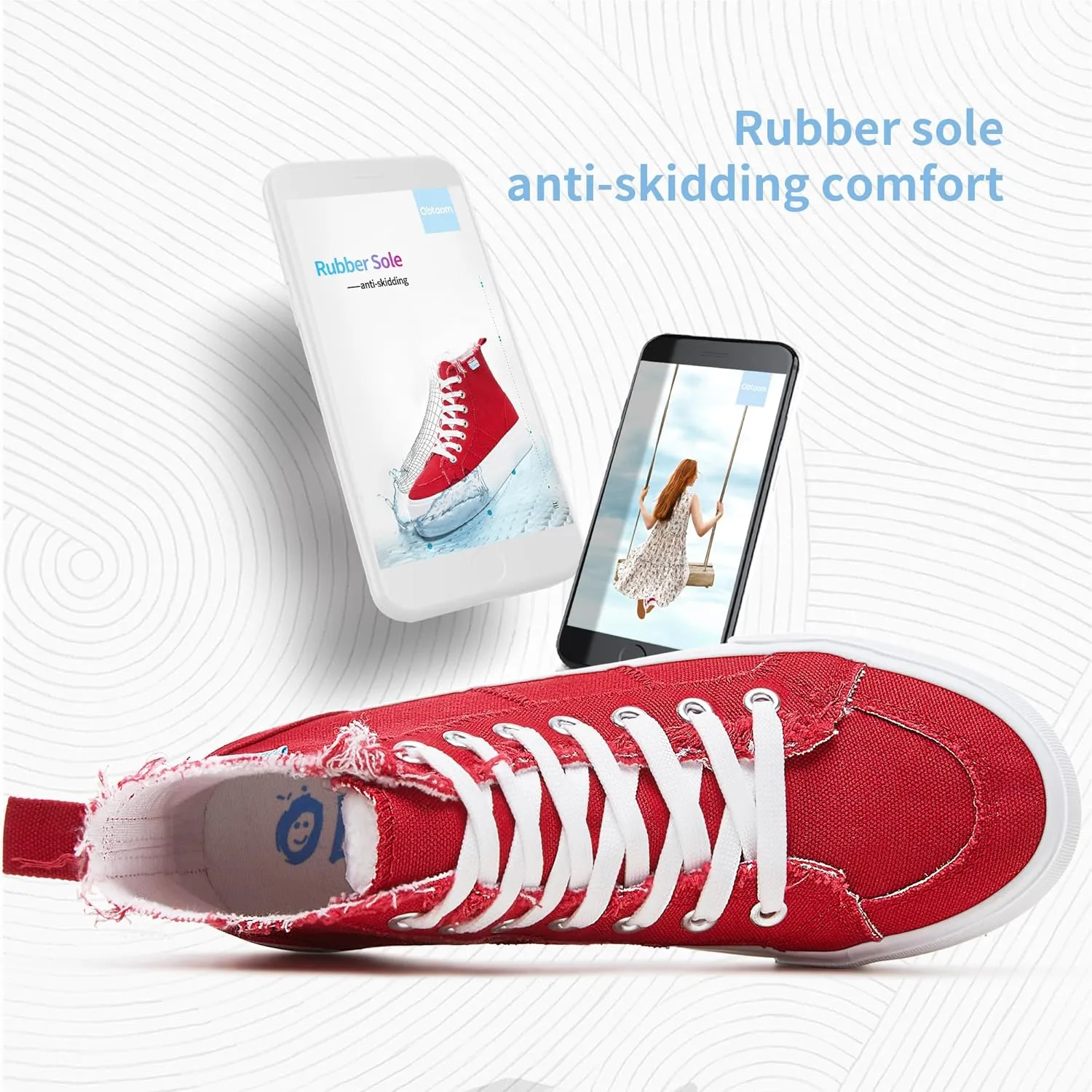 Obtaom High Top Platform Sneakers Women Mid Calf Play Canvas Shoes Washed Platform Skate Skateboard Shoe Casual Canvas Fashion Sneakers