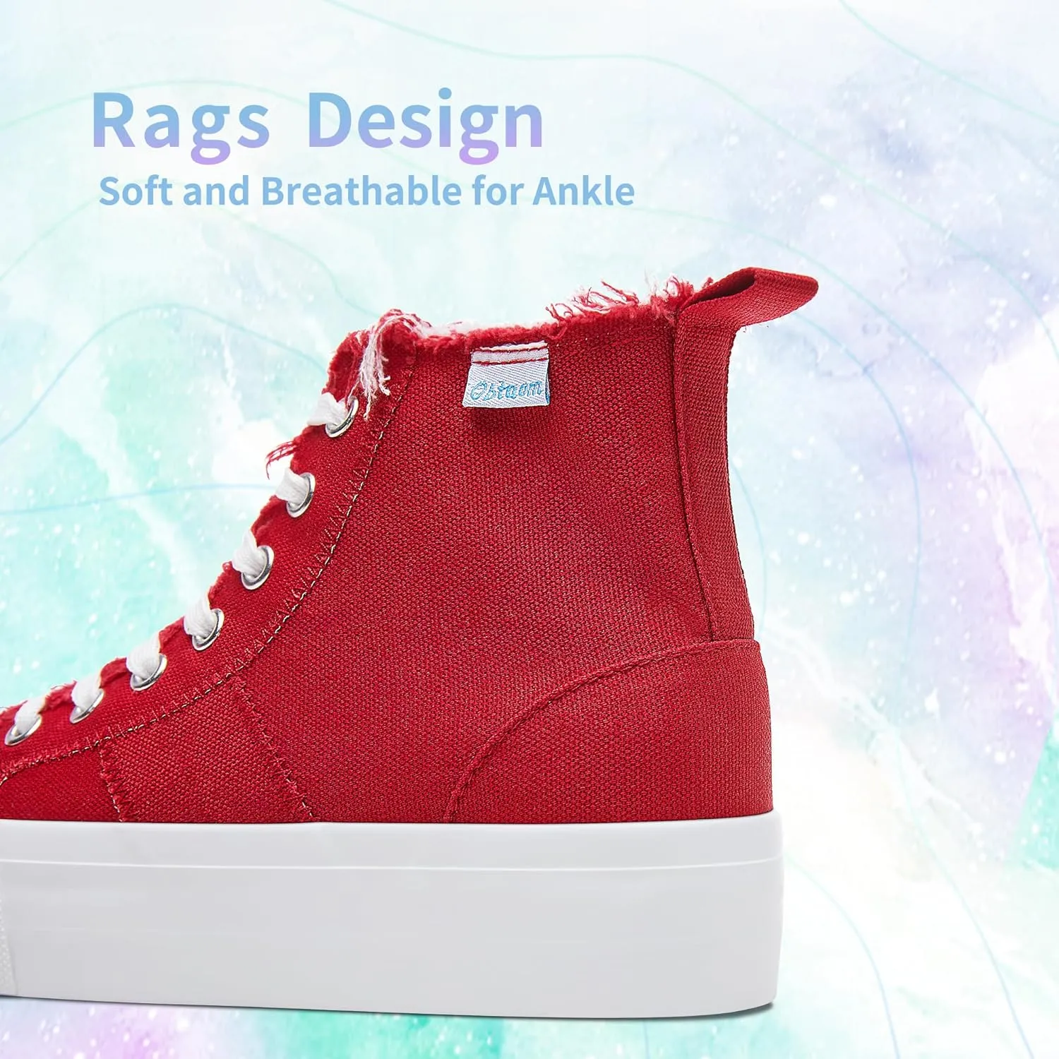 Obtaom High Top Platform Sneakers Women Mid Calf Play Canvas Shoes Washed Platform Skate Skateboard Shoe Casual Canvas Fashion Sneakers