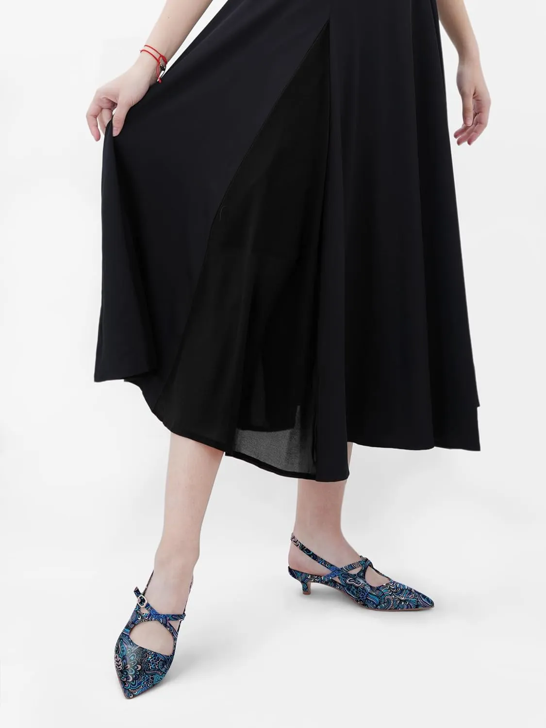 Oh Mispares Pointed Toe Kitten Heels for Women Slingbacks Low Heel Dressy Pumps Patent Leather Closed Toe Cross Strap Slingback Dress Shoes