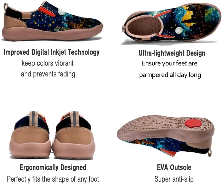 Onehorse Women's Loafers Slip-Ons Casual Travel Shoes Lightweight Comfortable City Painted Leather Fashion Sneaker