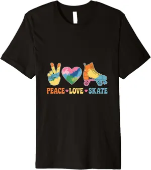 Peace Love Skate Roller Skate Shoes Tie Dye Roller Skating Premium T-Shirt