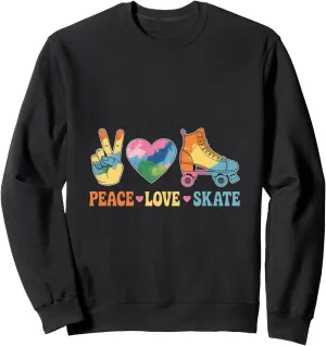 Peace Love Skate Roller Skate Shoes Tie Dye Roller Skating Sweatshirt