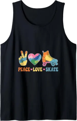 Peace Love Skate Roller Skate Shoes Tie Dye Roller Skating Tank Top