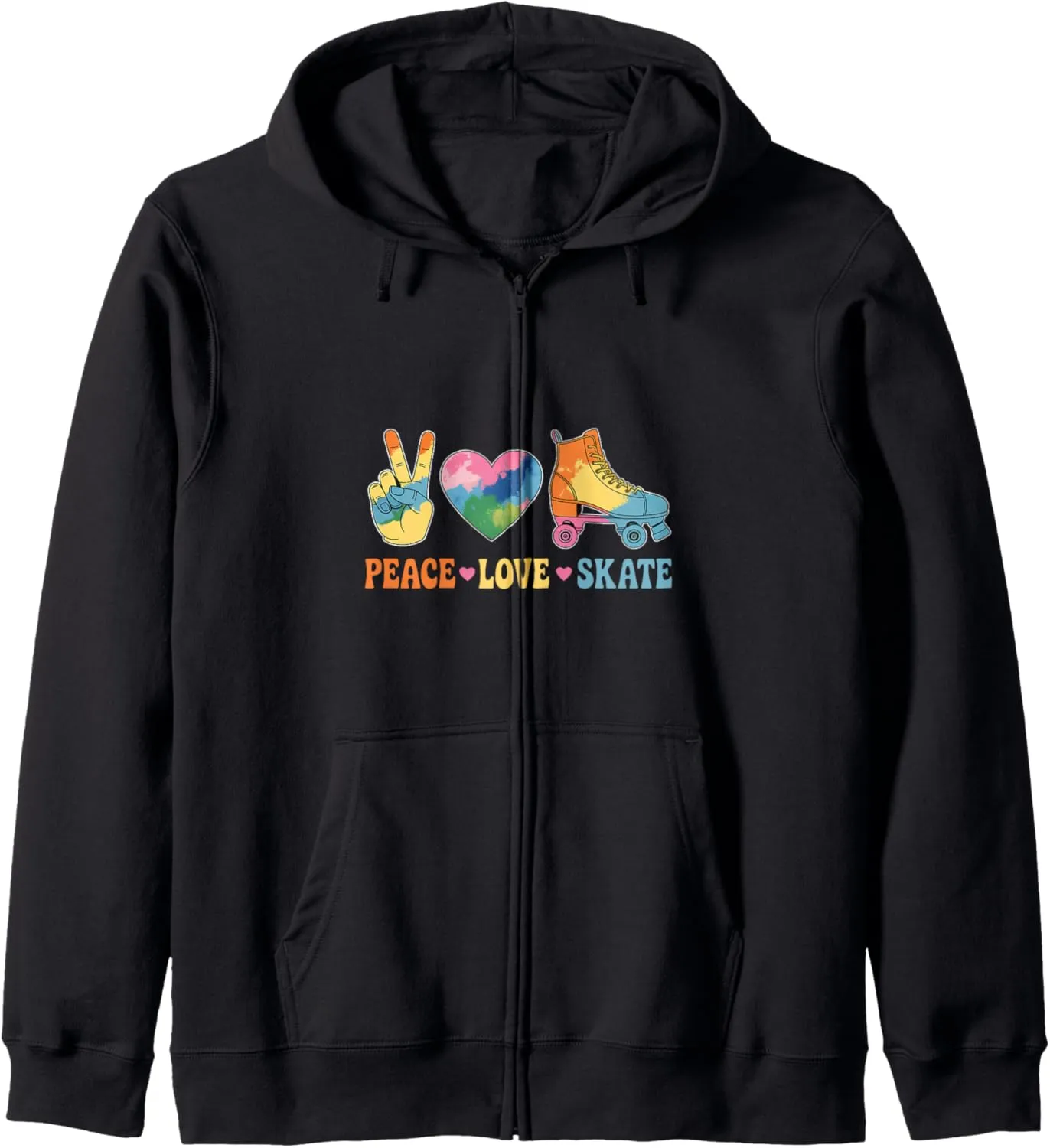 Peace Love Skate Roller Skate Shoes Tie Dye Roller Skating Zip Hoodie