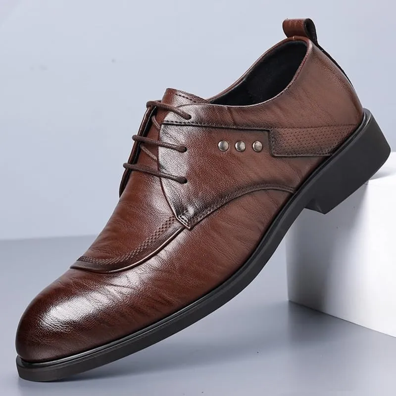 Platform Oxford Shoes for Men Fashion Pointed Toe Lace Up Business Tuxedo Shoes for Men