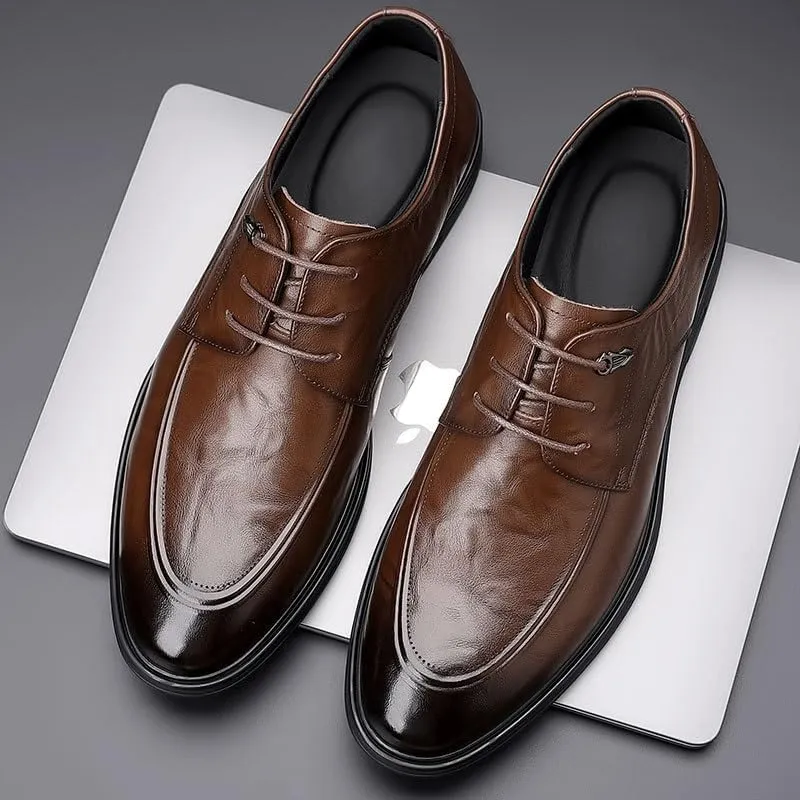 Premium Plain Toe Men's Dress Shoes Flexible Rubber Outsole Corporate Events Formal Dinners Non-Marking Traction