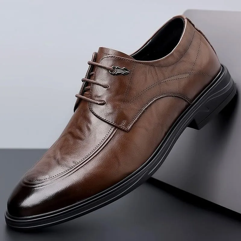Premium Plain Toe Men's Dress Shoes Flexible Rubber Outsole Corporate Events Formal Dinners Non-Marking Traction