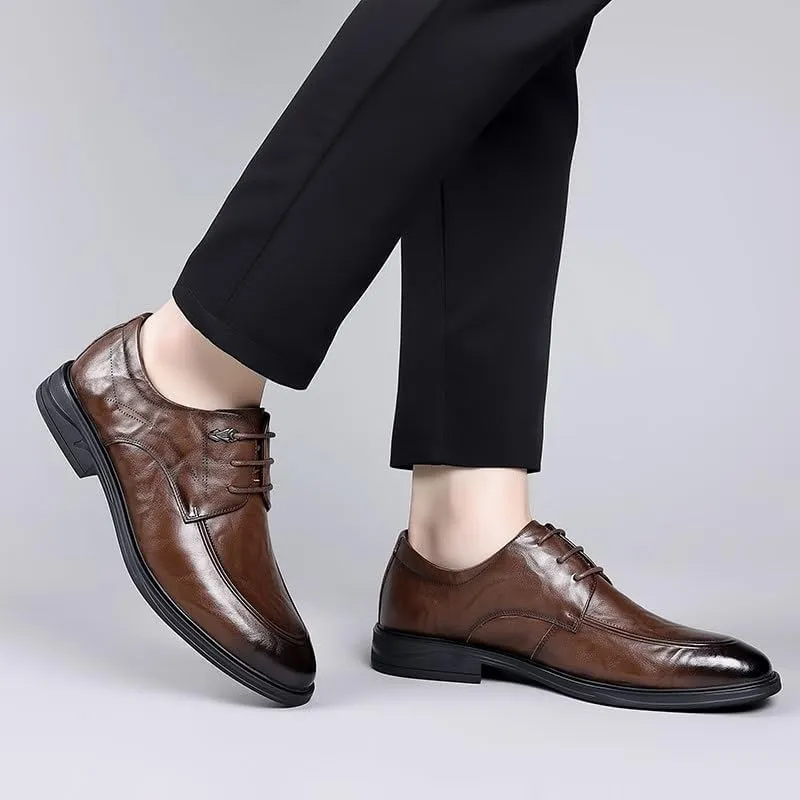 Premium Plain Toe Men's Dress Shoes Flexible Rubber Outsole Corporate Events Formal Dinners Non-Marking Traction