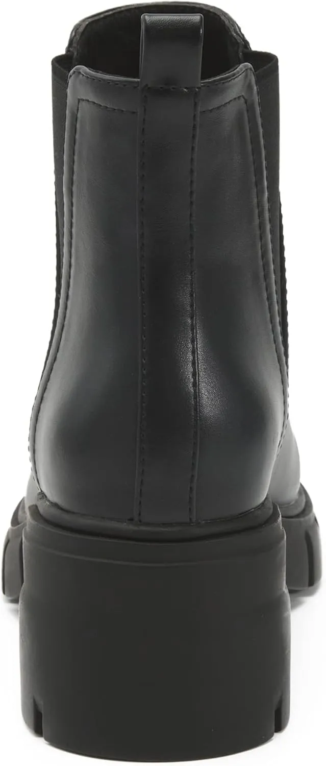 REDTOP Women's Chelsea Boots Elastic Chunky Block Heel Platform Lug Sole Ankle Booties