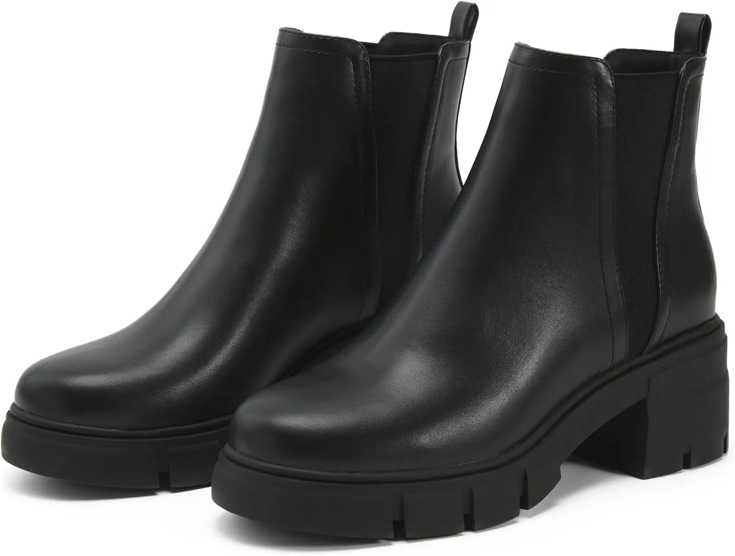 REDTOP Women's Chelsea Boots Elastic Chunky Block Heel Platform Lug Sole Ankle Booties