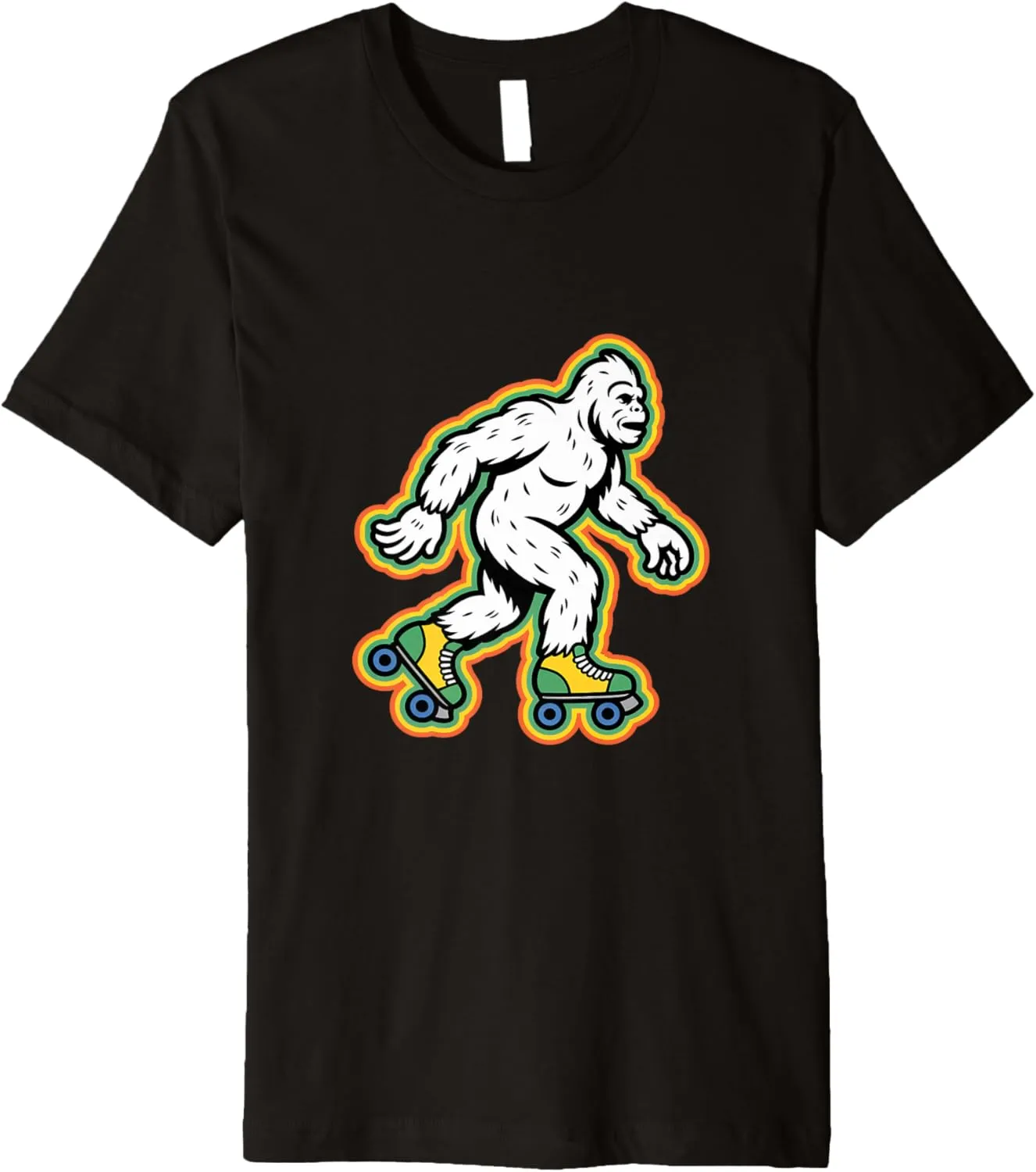 Retro Bigfoot In A Roller Skate Shoes Roller Skating Premium T-Shirt