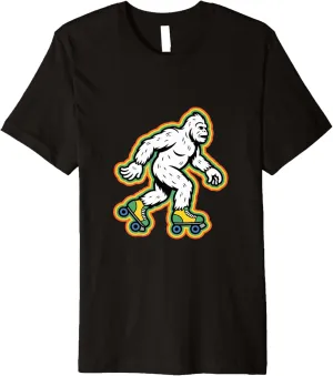 Retro Bigfoot In A Roller Skate Shoes Roller Skating Premium T-Shirt