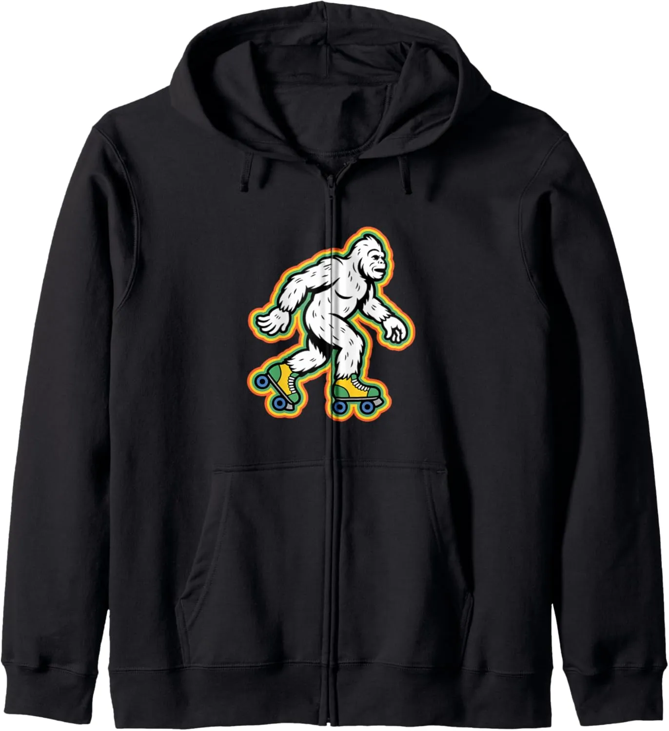Retro Bigfoot In A Roller Skate Shoes Roller Skating Zip Hoodie