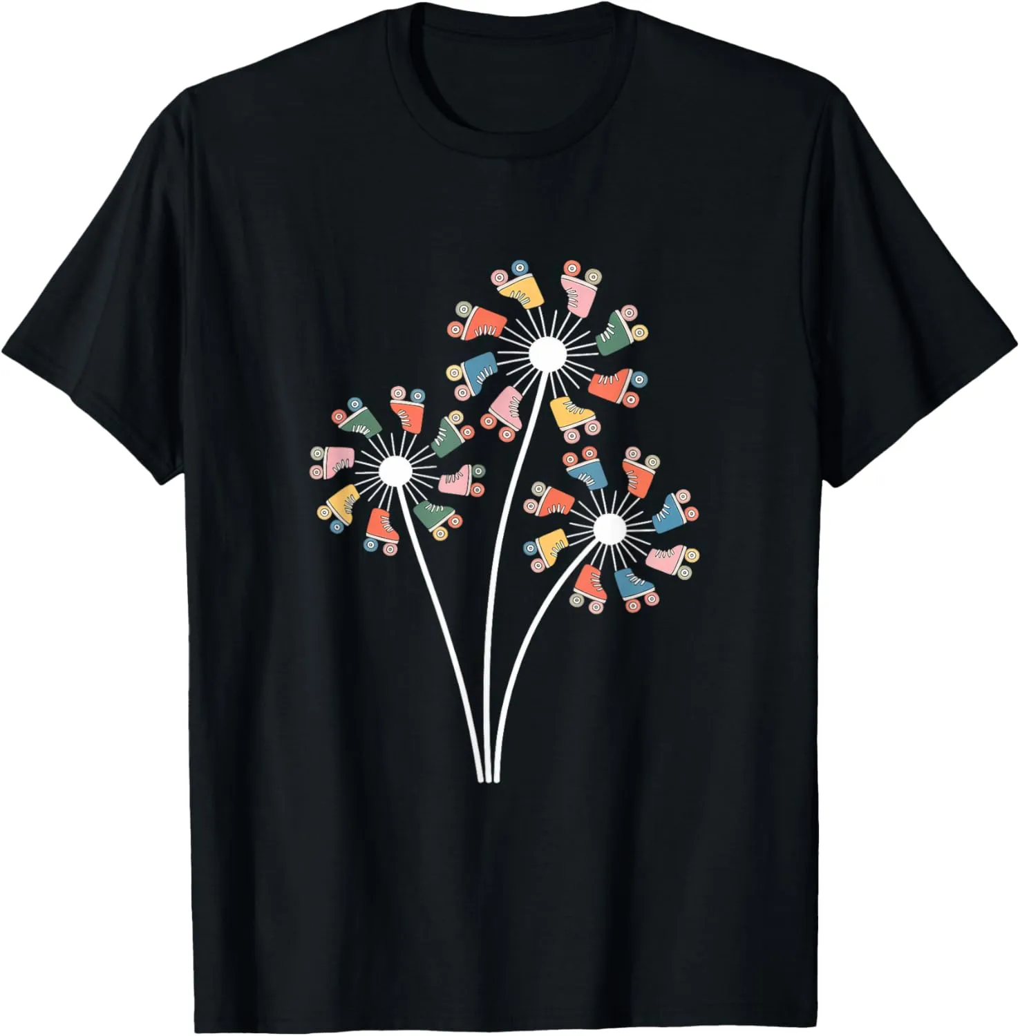 Retro Dandelion Roller Skate Shoes Skater Roller Skating T-Shirt