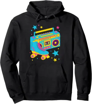 Retro Roller Skate Shoes and Radio Roller Skating Pullover Hoodie