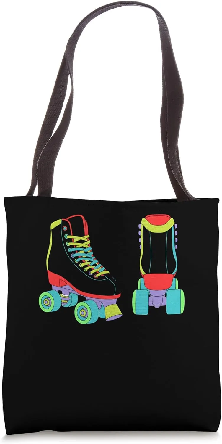 Retro Roller Skate Shoes Colorful Roller Skating Lover Tote Bag