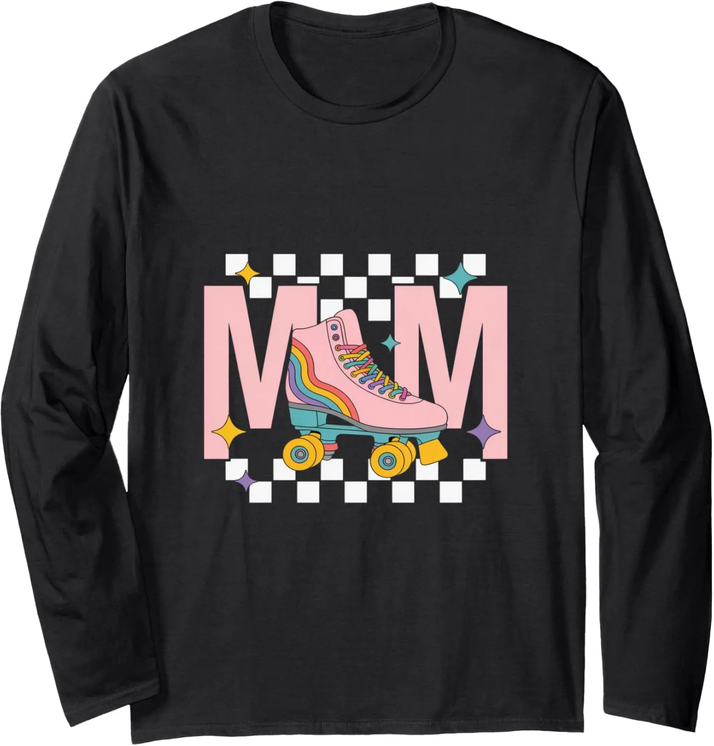 Retro Roller Skate Shoes Mom Roller Skating Long Sleeve T-Shirt