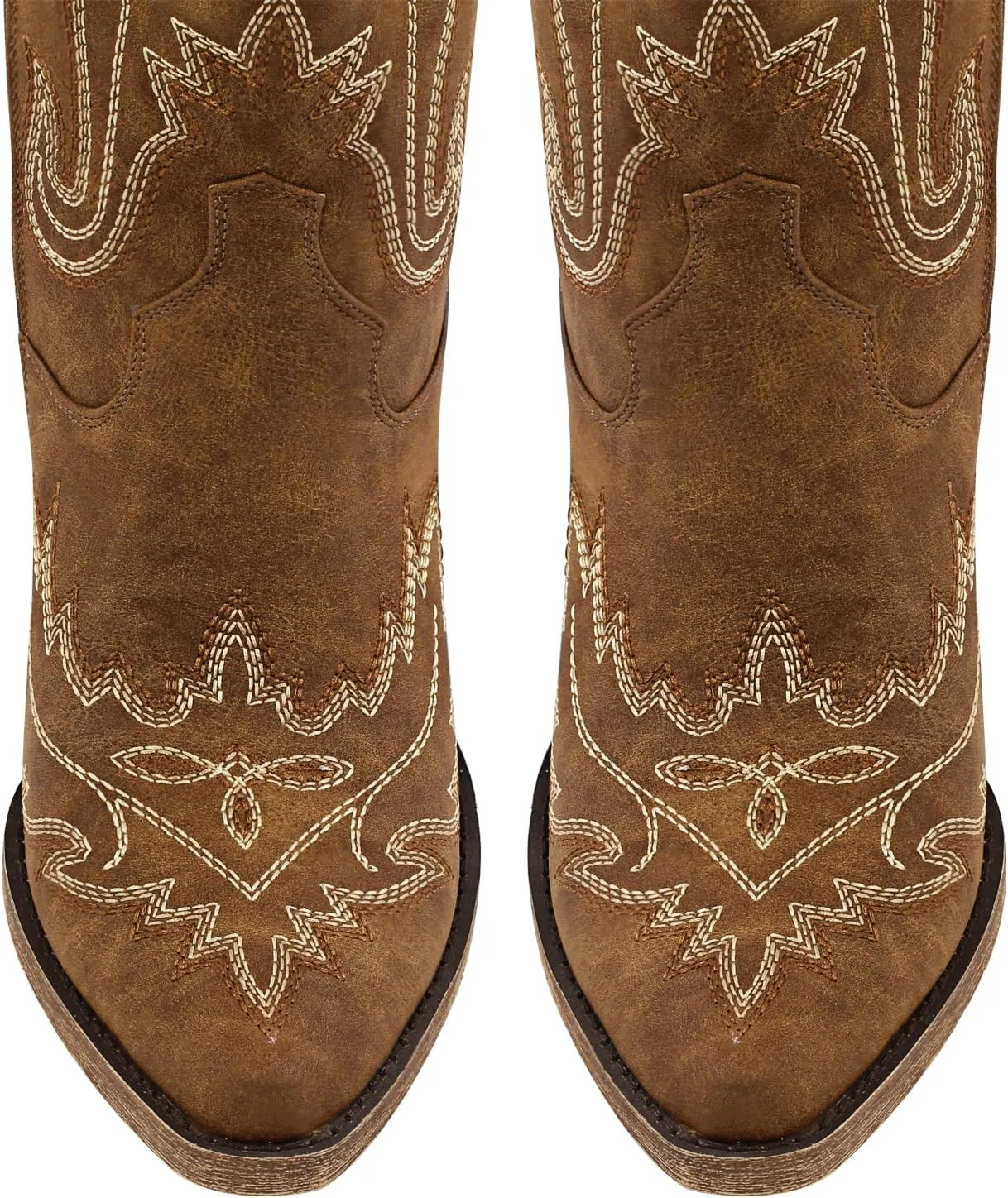 richealnini Women's Embroidery Western Cowboy Boots with Zippers Adjustable Lace Up Wide Calf Over Knee High Boots
