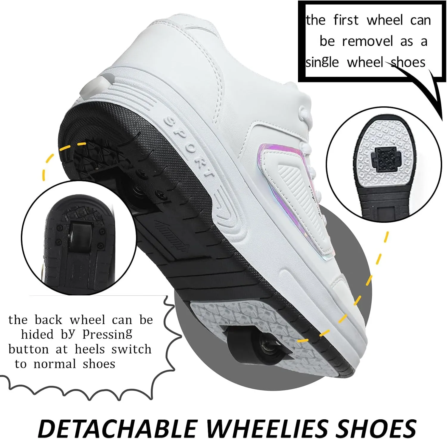 Roller Shoes for Girls Kids Shoes with Wheels Roller Skate Sneakers Detachable Wheelies Shoes for Boys