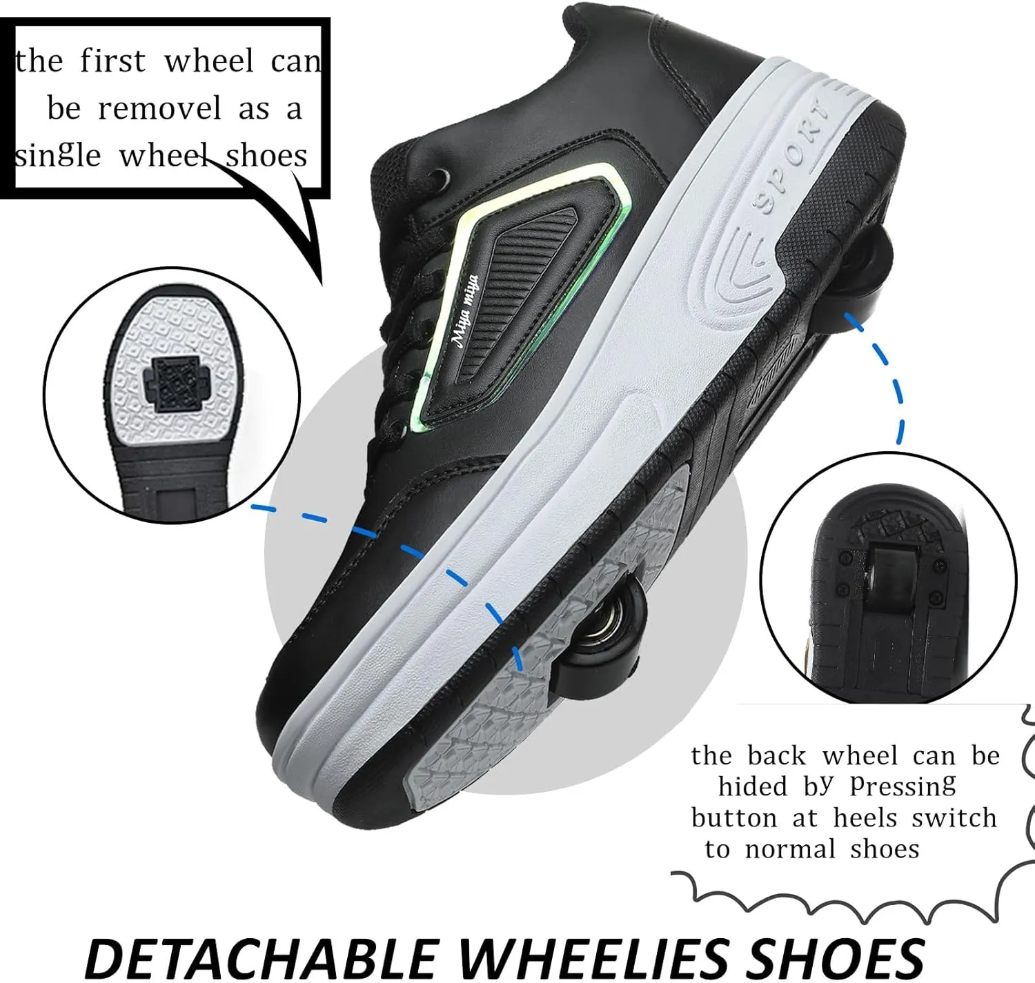 Roller Shoes for Girls Kids Shoes with Wheels Roller Skate Sneakers Detachable Wheelies Shoes for Boys