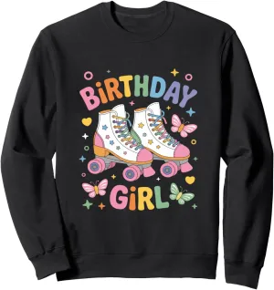 Roller Skate Shoes Birthday Girl Retro Roller Skating Sweatshirt