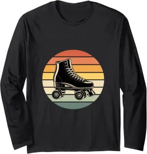 Roller Skate Shoes Retro Sunset Roller Skating Long Sleeve T-Shirt
