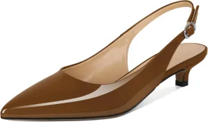 SAMMITOP Womens Slingback Kitten Heels Closed Pointed Toe Low Heels Slip On Comfortable Work Pumps Dress Shoes 1.4 Inch