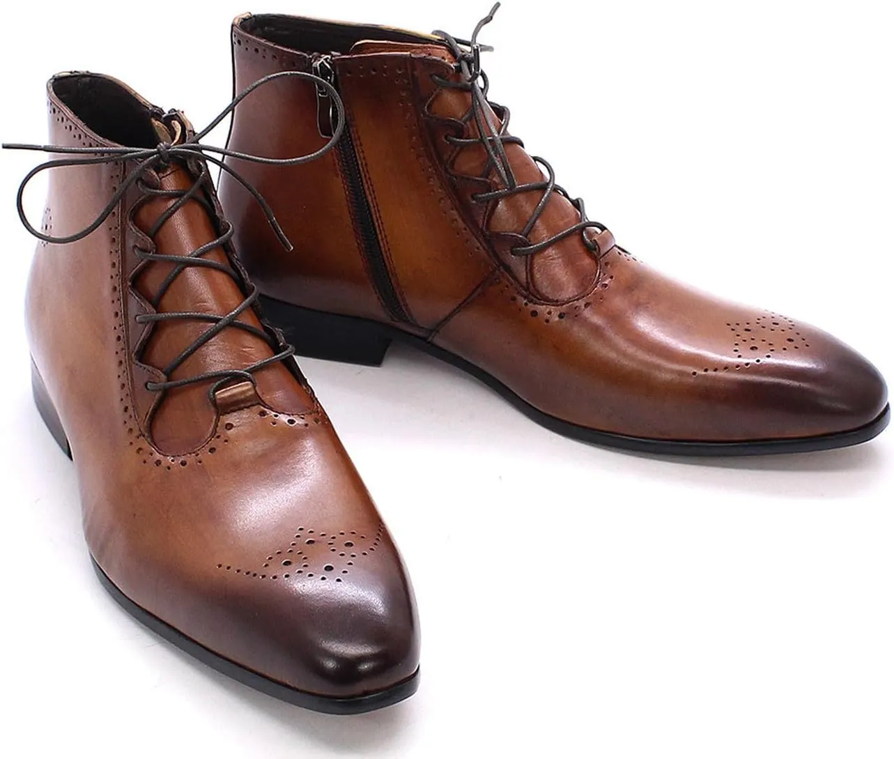 Santimon Men's Oxfords Boots Formal Dress Ankle Boots Genunie Leather Wingtips Brogues Chelsea Boots Men's Fashion Prom Wedding Business Causal Tuxedo Western Boots