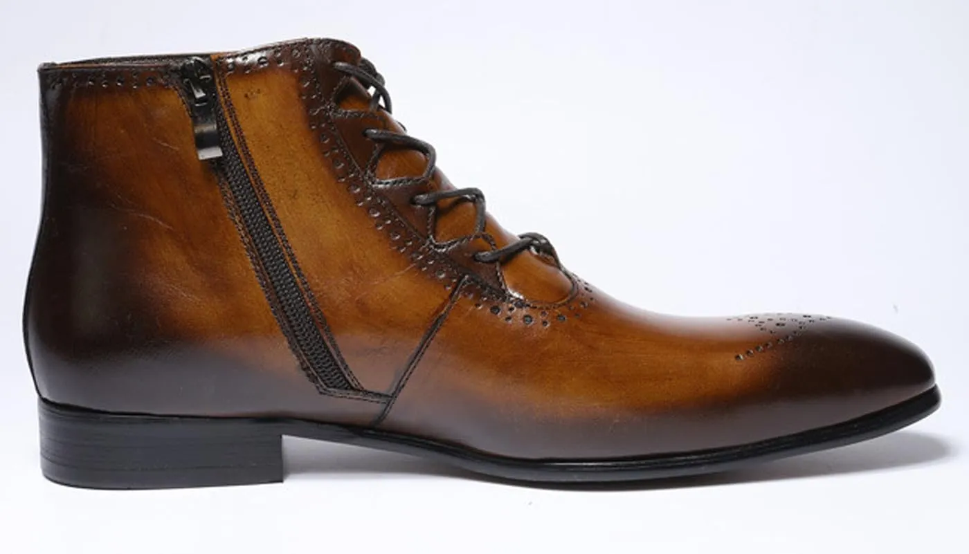 Santimon Men's Oxfords Boots Formal Dress Ankle Boots Genunie Leather Wingtips Brogues Chelsea Boots Men's Fashion Prom Wedding Business Causal Tuxedo Western Boots