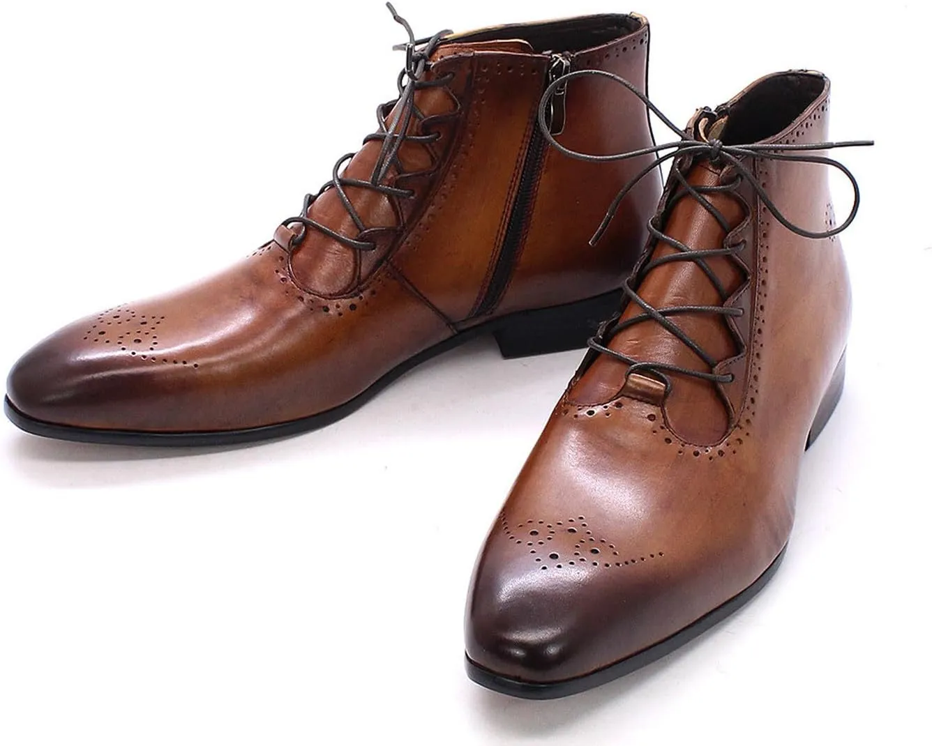 Santimon Men's Oxfords Boots Formal Dress Ankle Boots Genunie Leather Wingtips Brogues Chelsea Boots Men's Fashion Prom Wedding Business Causal Tuxedo Western Boots